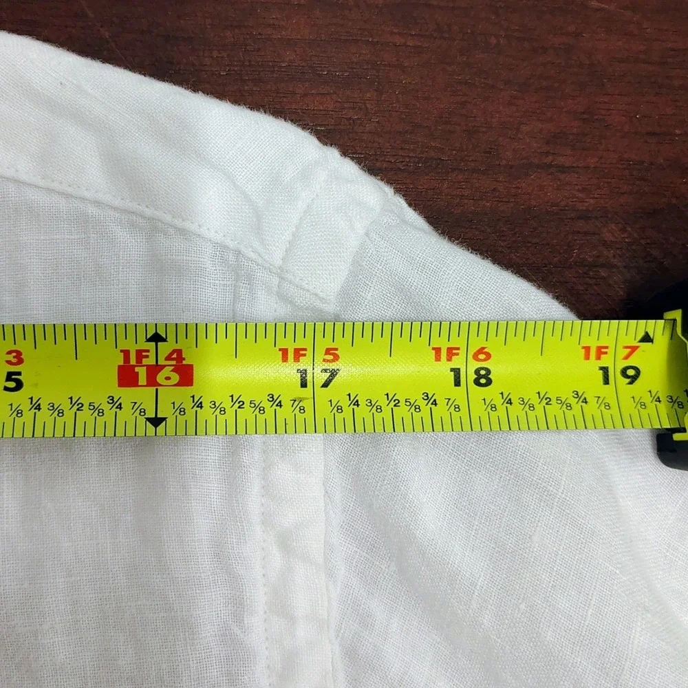 Porter & Ash Mens White 100% Linen Short Sleeve Button Up Resort Wear - Picture 12 of 12